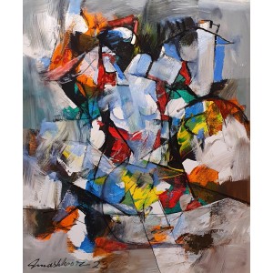 Mashkoor Raza, 24 x 30 Inch, Oil on Canvas, Abstract Painting, AC-MR-610